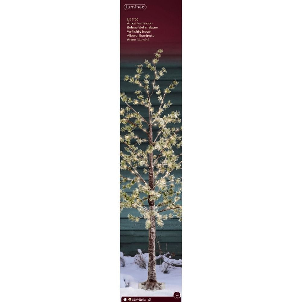 Boom met LED lampjes voor buiten | plastic | groen | warm wit | 180cm