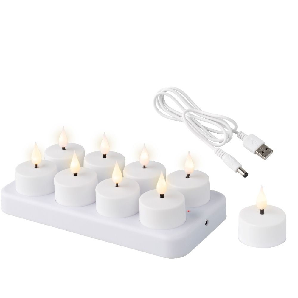 Oplaadbaar theelicht | LED lampje | geschikt voor binnen | set van 8 | 4,5cm