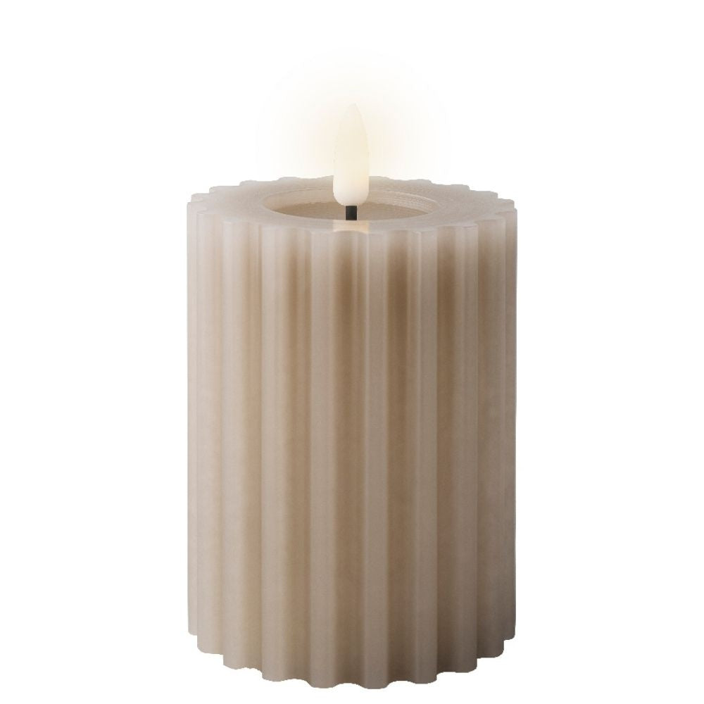 LED kaars | wax | lichtgrijs/warm wit | ø7,5x12,3cm