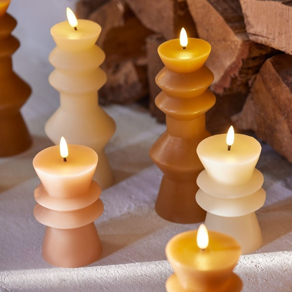 LED kaars | wax | crème/warm wit | ø7,7x14,6cm