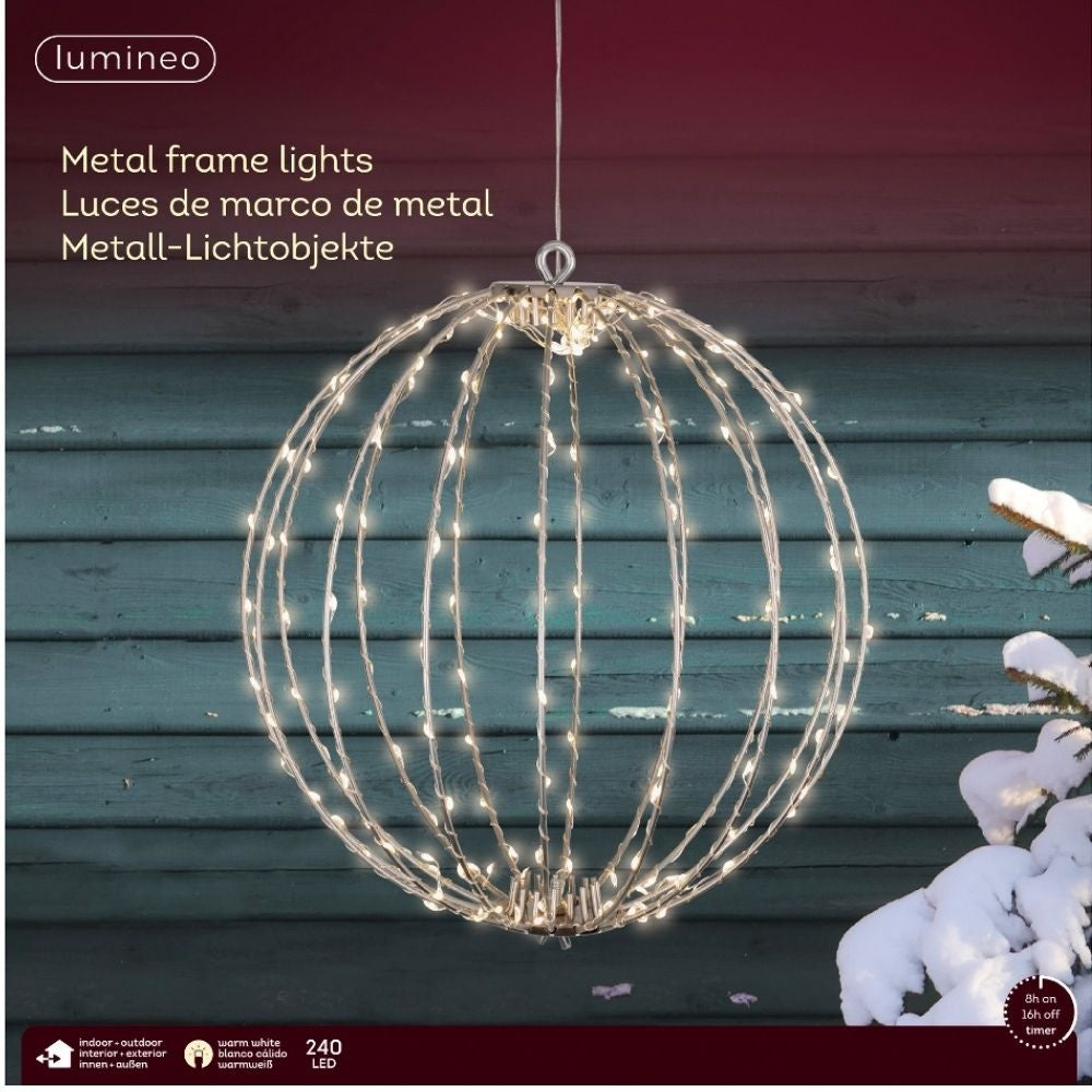 Metalen bal met LED lampjes | geschikt voor buiten | wit/warm wit | 38cm
