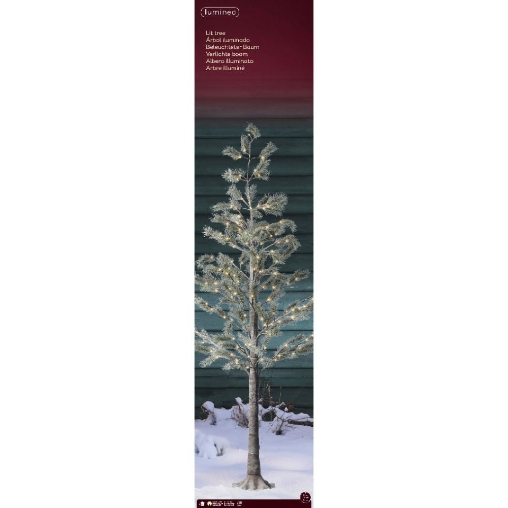 Boom met LED lampjes voor buiten | plastic | groen | warm wit | 210cm