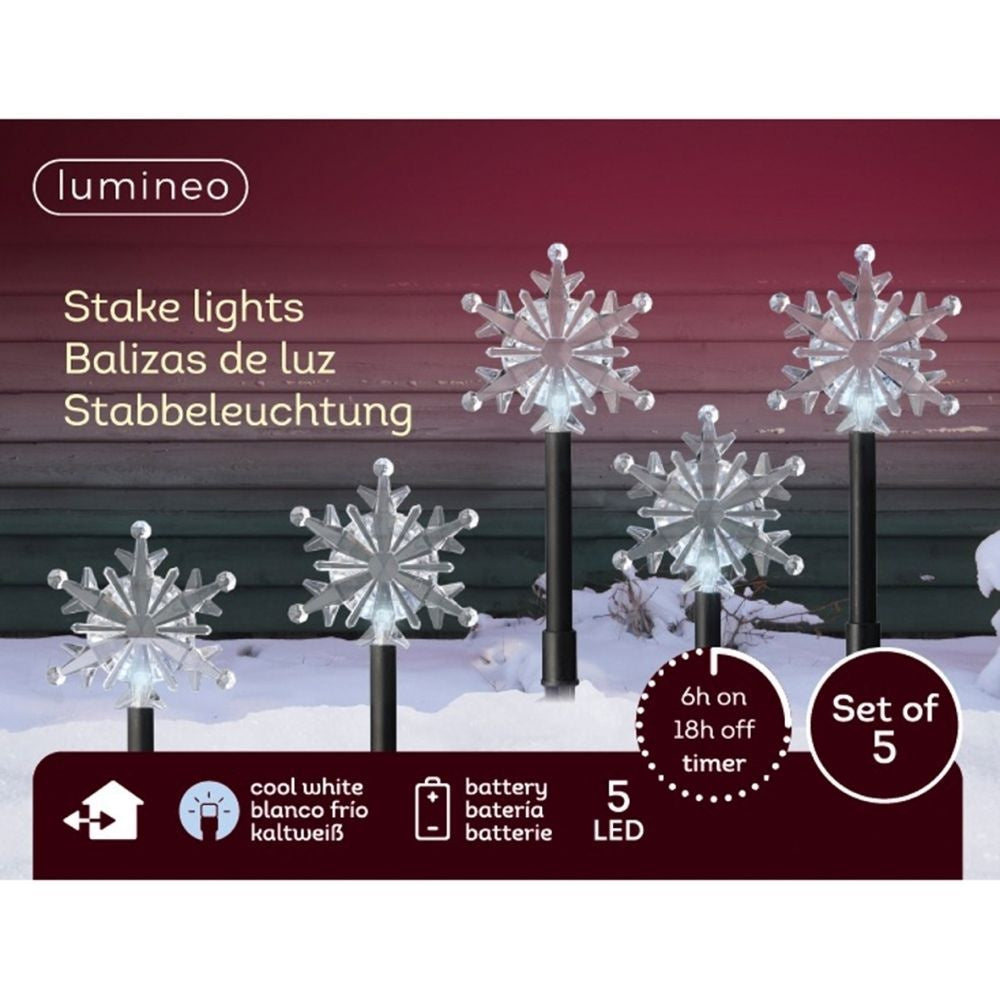 LED tuinsteker set van 5 | geschikt voor buiten | zwart/koel wit