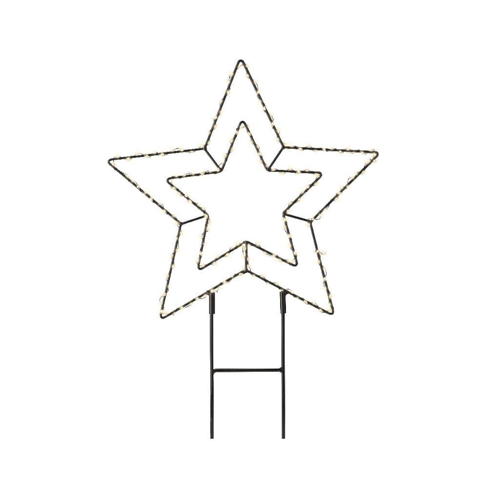 Metalen ster met LED lampjes | geschikt voor buiten | zwart | warm wit | 38cm