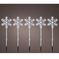 LED tuinsteker sneeuwvlok van acryl set van 5 | geschikt voor buiten | transparent/koel wit