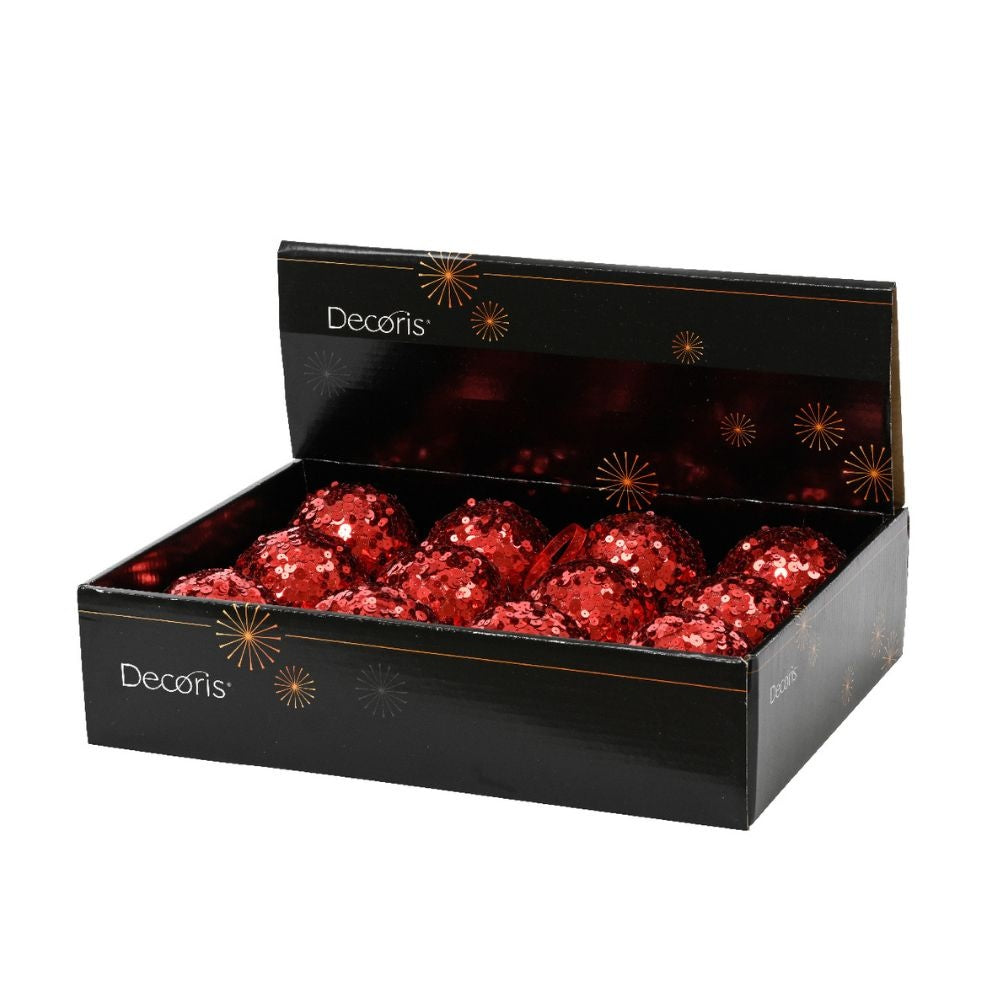 Gedecoreerde kerstbal ø8cm | foam | kerstrood