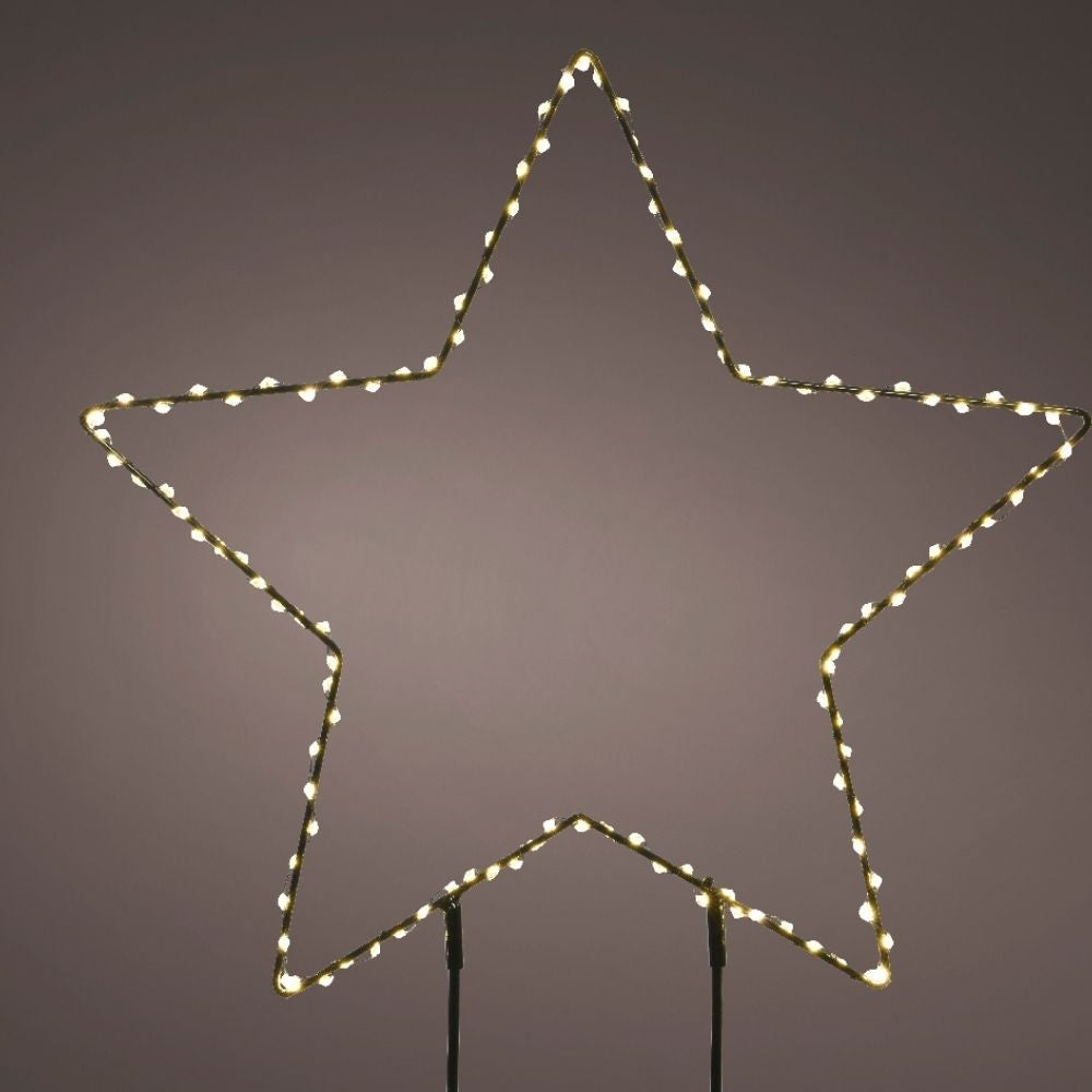 Metalen tuinsteker met LED lampjes | geschikt voor buiten | zwart | warm wit | 38cm
