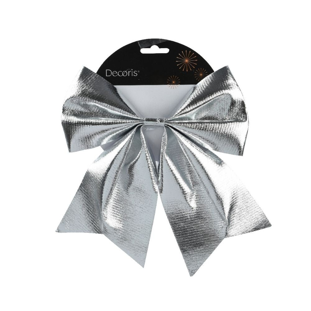 Kerststrik | polyester | zilver/glanzend | 24cm