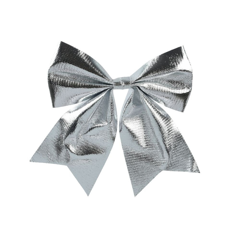 Kerststrik | polyester | zilver/glanzend | 24cm