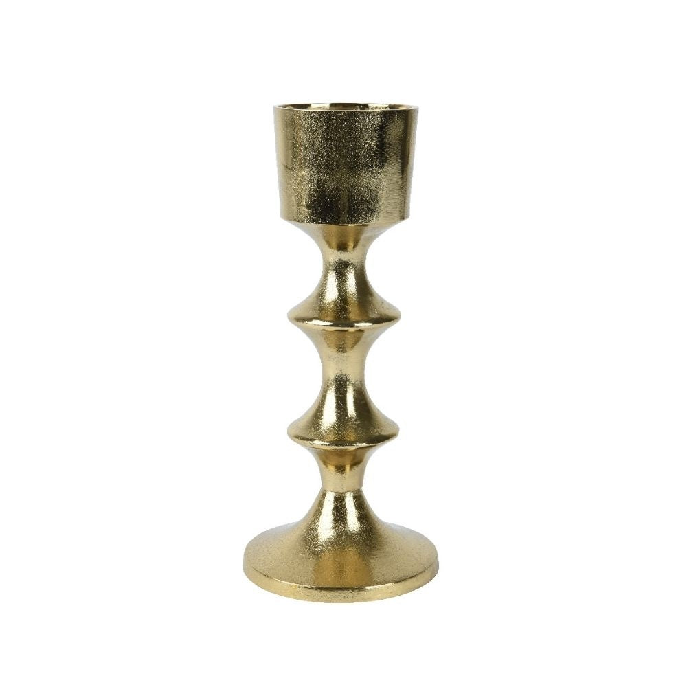 Kandelaar voor LED-kaarsen van ø7,5cm | goud met versmalling | aluminium | goud | 30,5cm