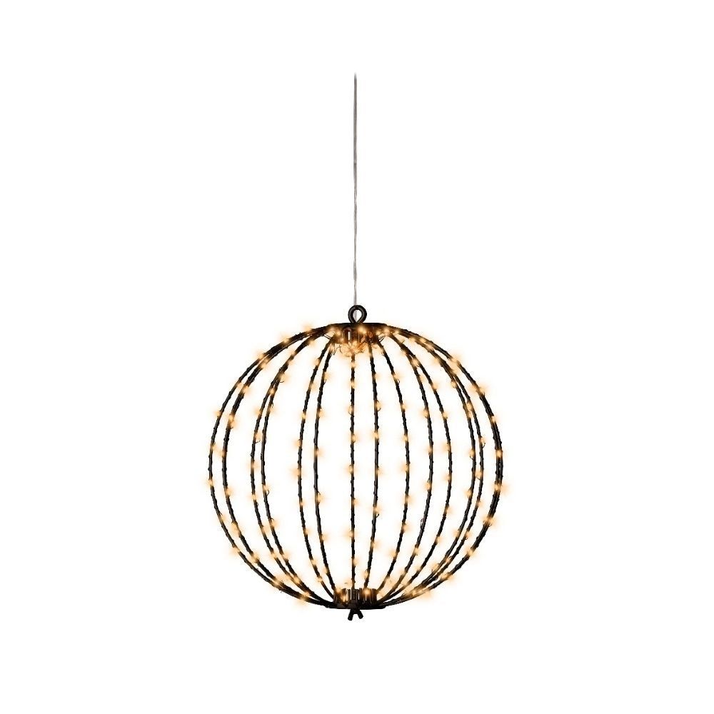 Metalen bal met LED lampjes | geschikt voor buiten | zwart | klassiek warm | 28cm
