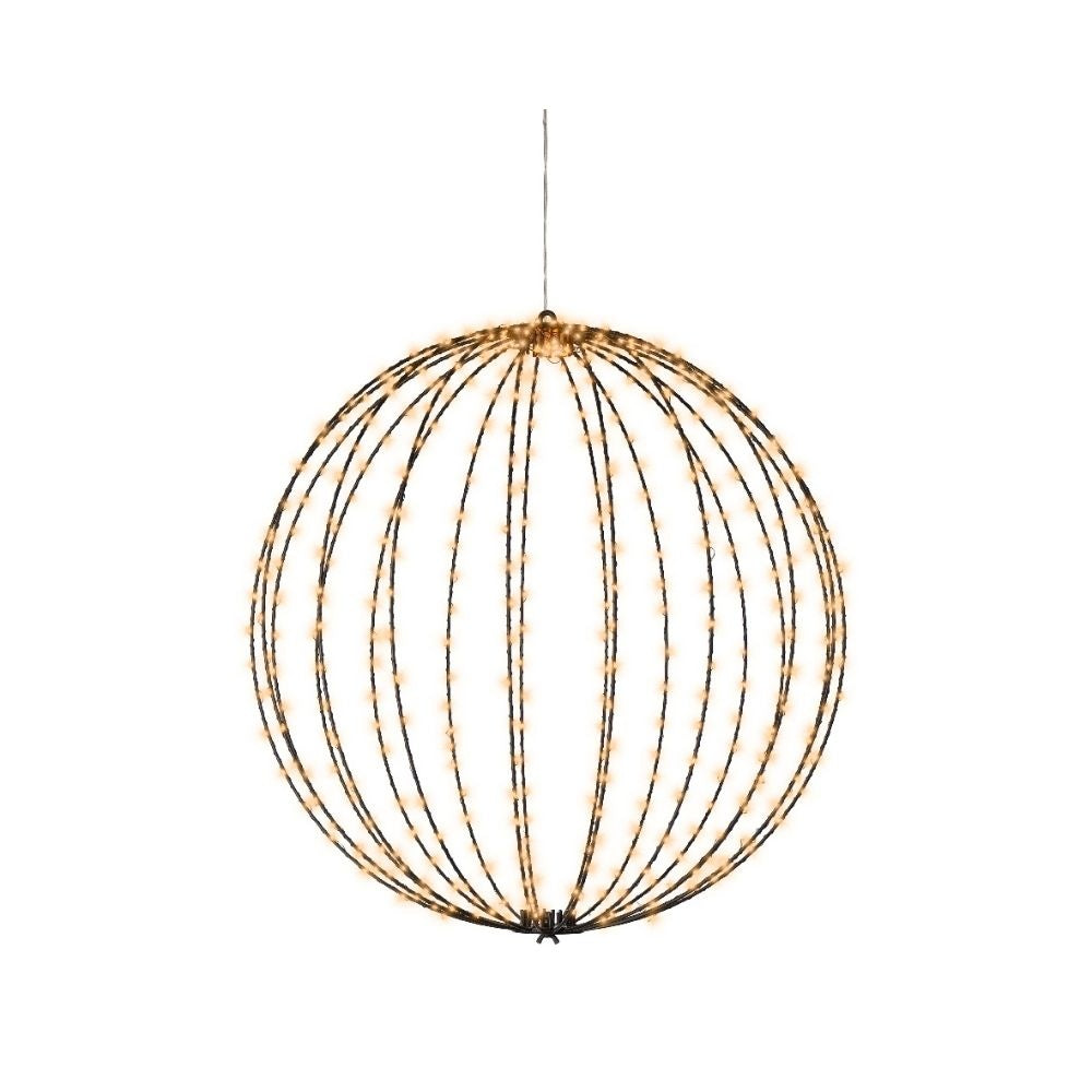 Metalen bal met LED lampjes | geschikt voor buiten | zwart/ klassiek warm | 58cm