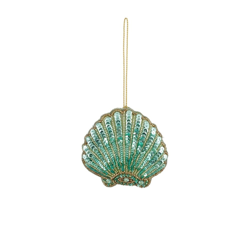 Kersthanger groene schelp | 10cm