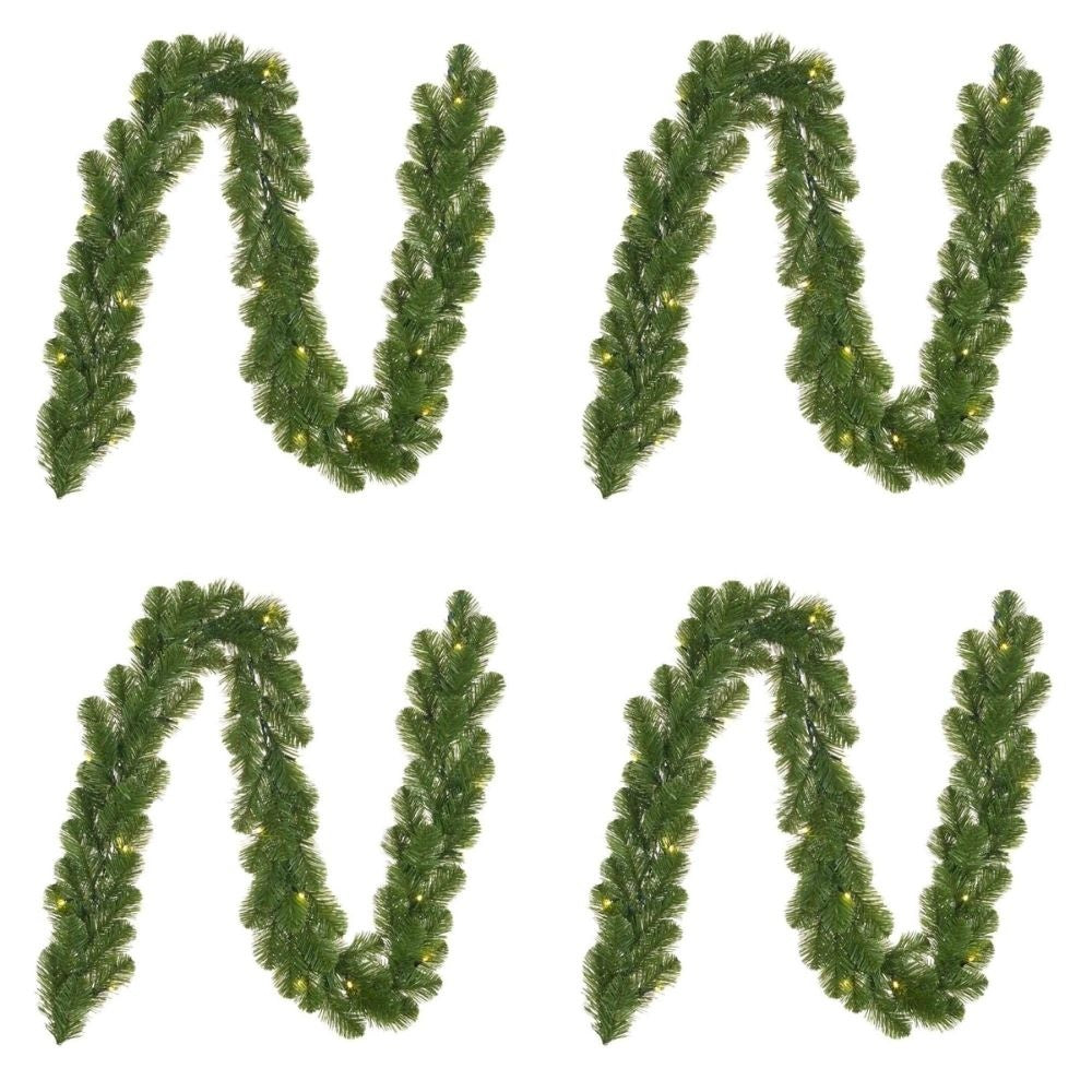 Norton kerstguirlande set van 4 | groen met LED lampjes | 180cm