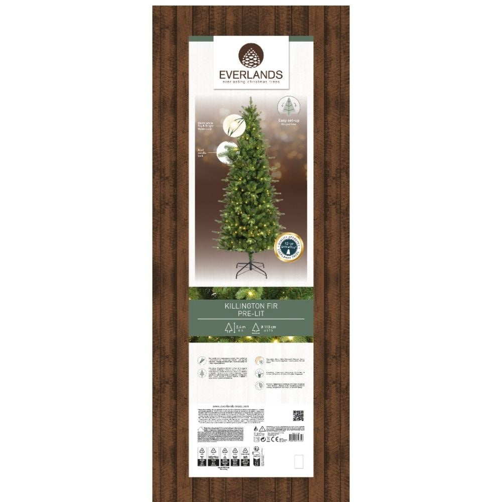 Killington Fir kunstkerstboom smal 240xø113cm | groen met 460 LED lampjes