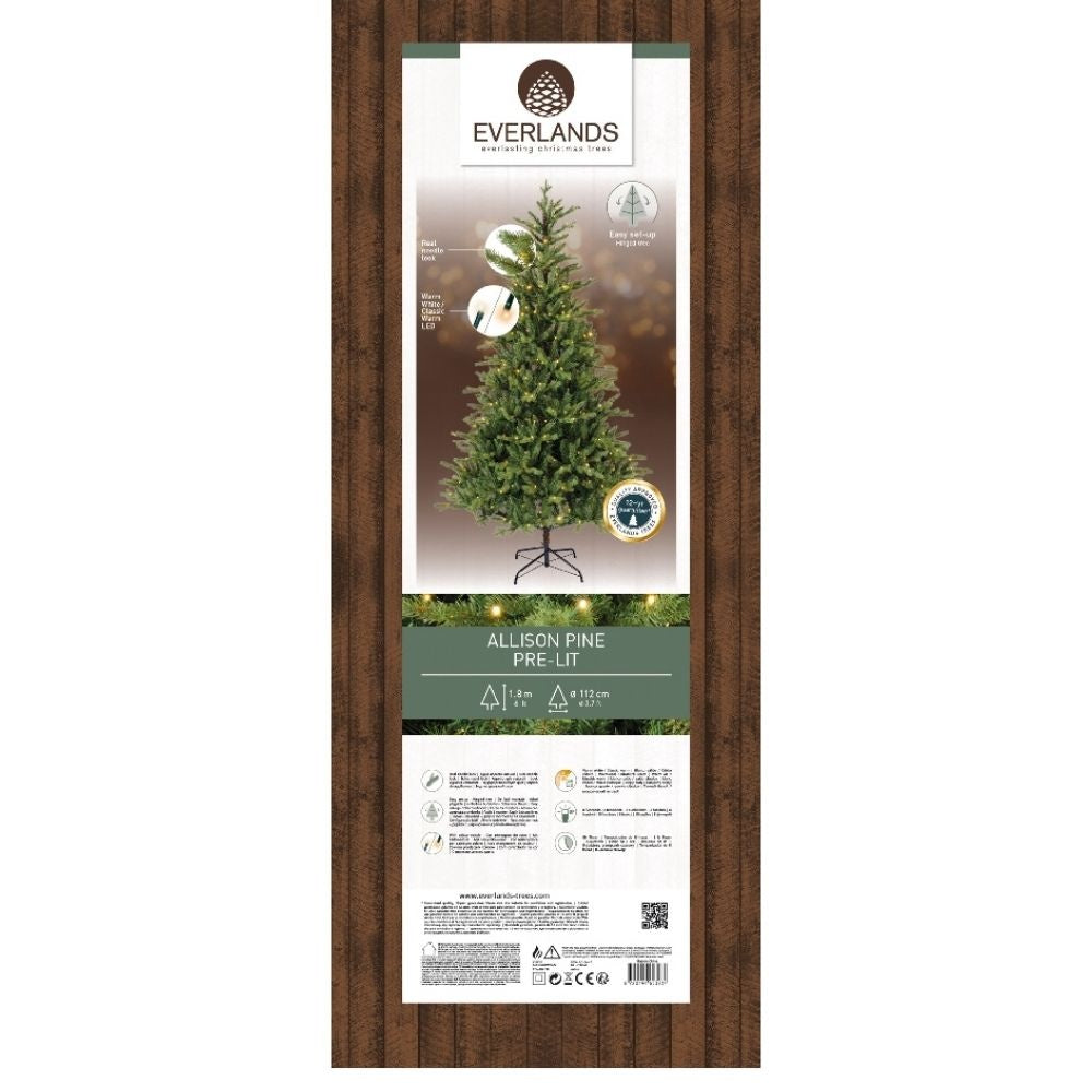 Allison Pine kunstkerstboom 180xø112cm | groen met 320 LED lampjes