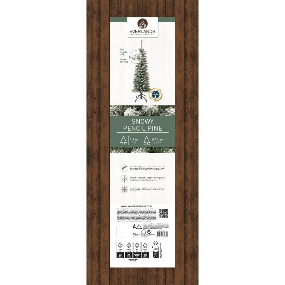 Pencil Pine Snowy kunstkerstboom smal 120xø41cm | wit/met sneeuw