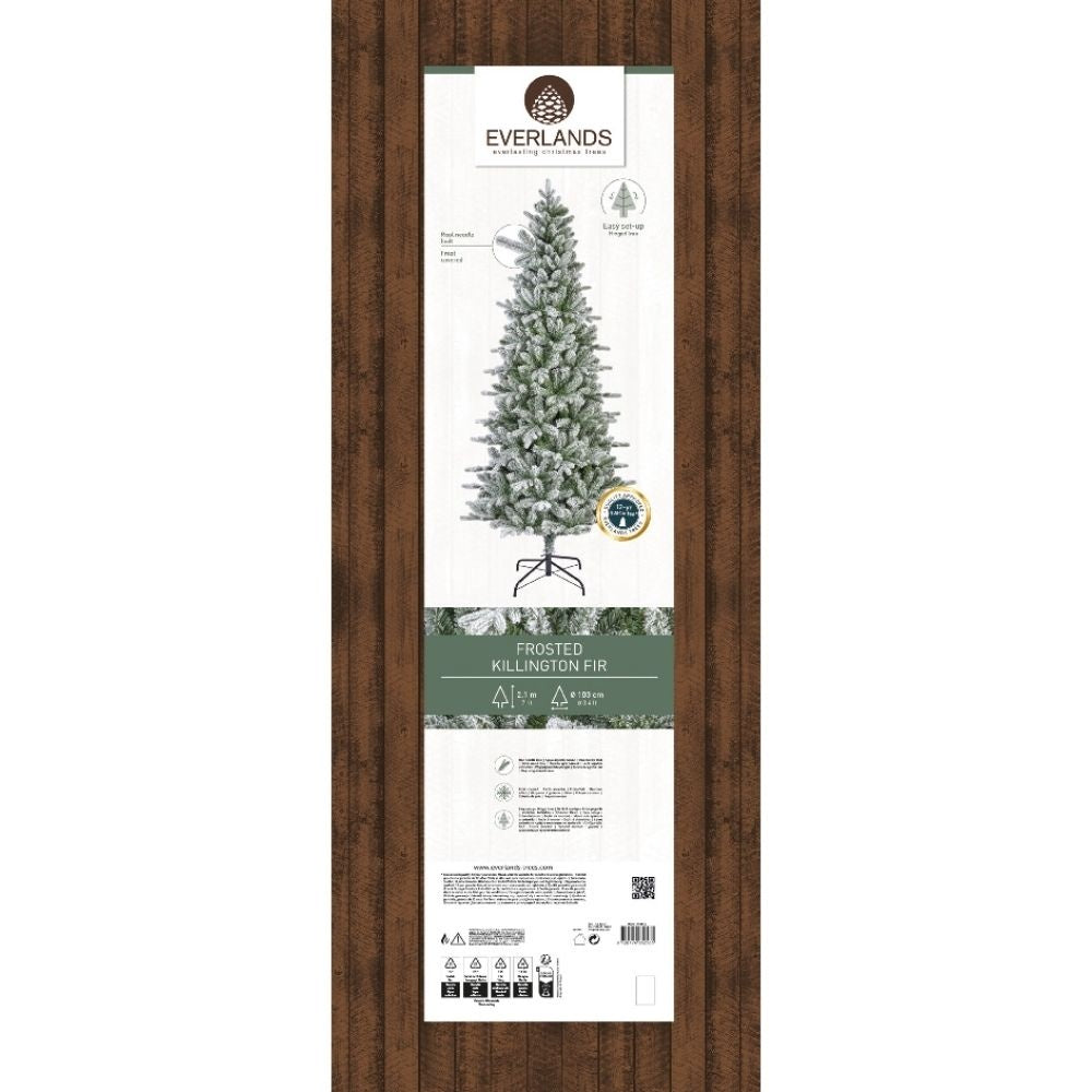 Killington Fir kunstkerstboom smal 210xø103cm | wit/met sneeuw