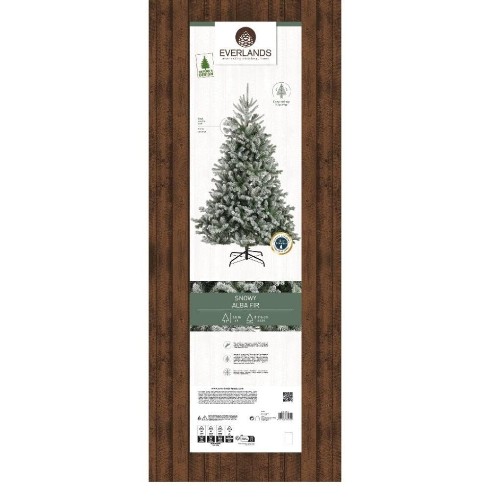 Alba Fir kunstkerstboom 180xø116cm | wit/met sneeuw