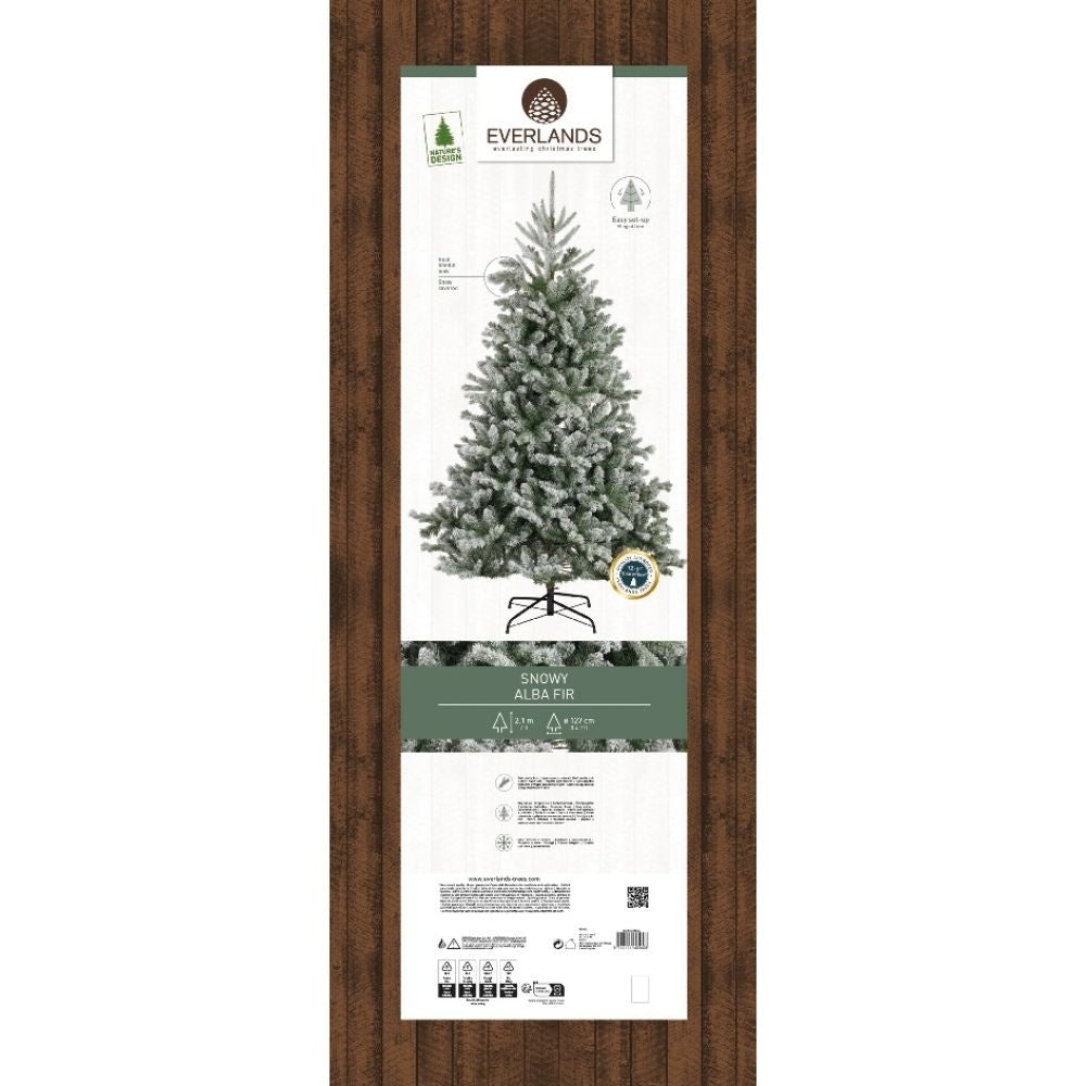 Alba Fir kunstkerstboom 210xø127cm | wit/met sneeuw