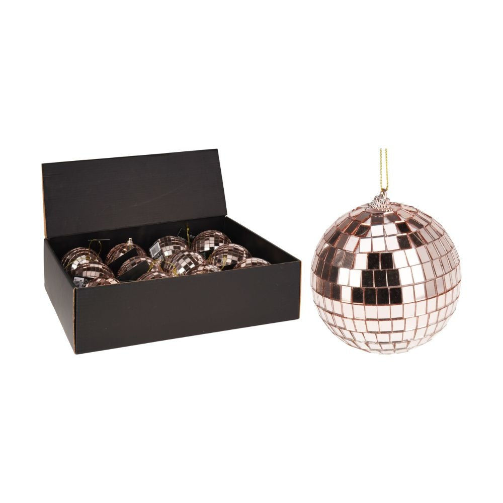 Kerstbal | spiegelend | rose goud | 8cm