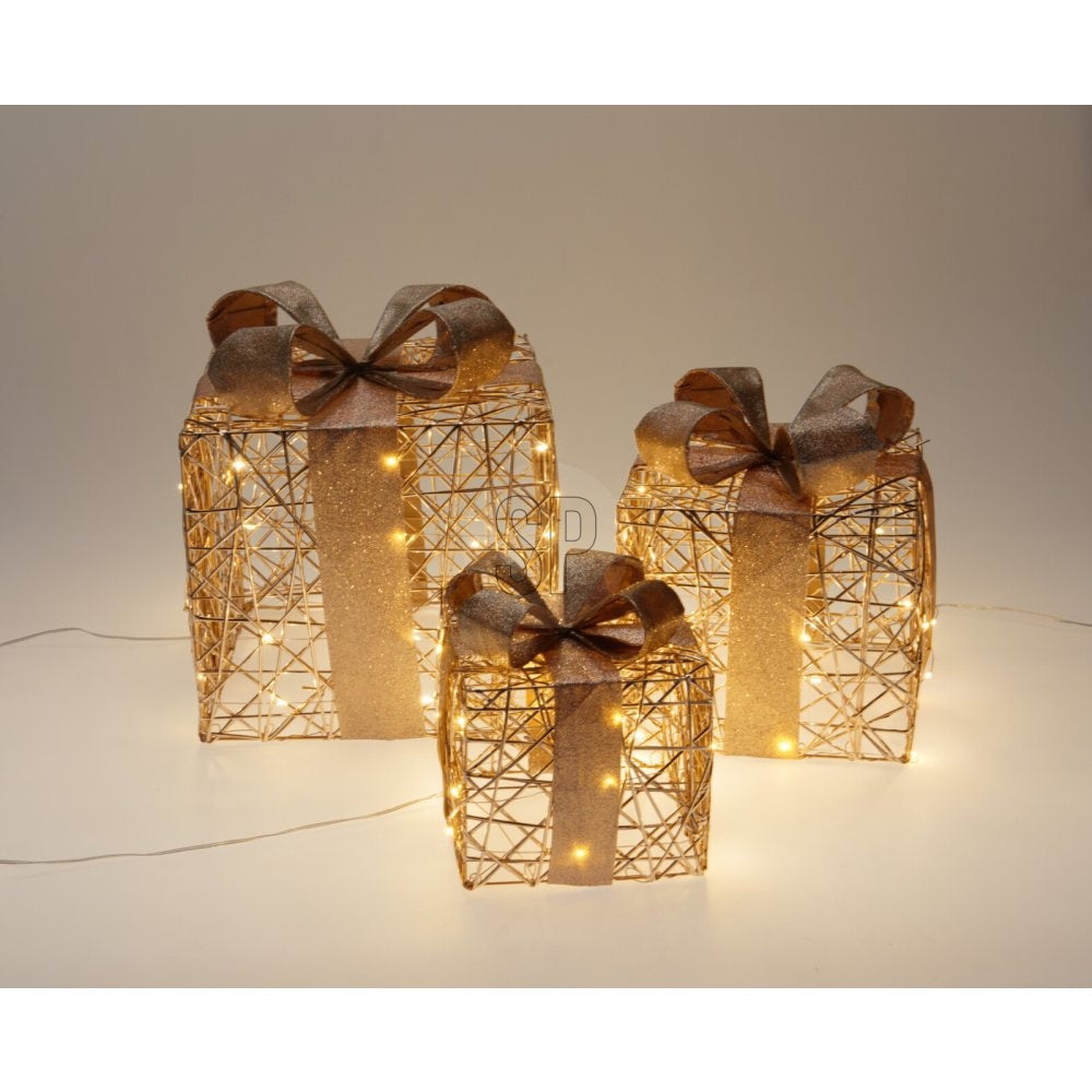 Cadeauset met verlichting | goud/warm wit