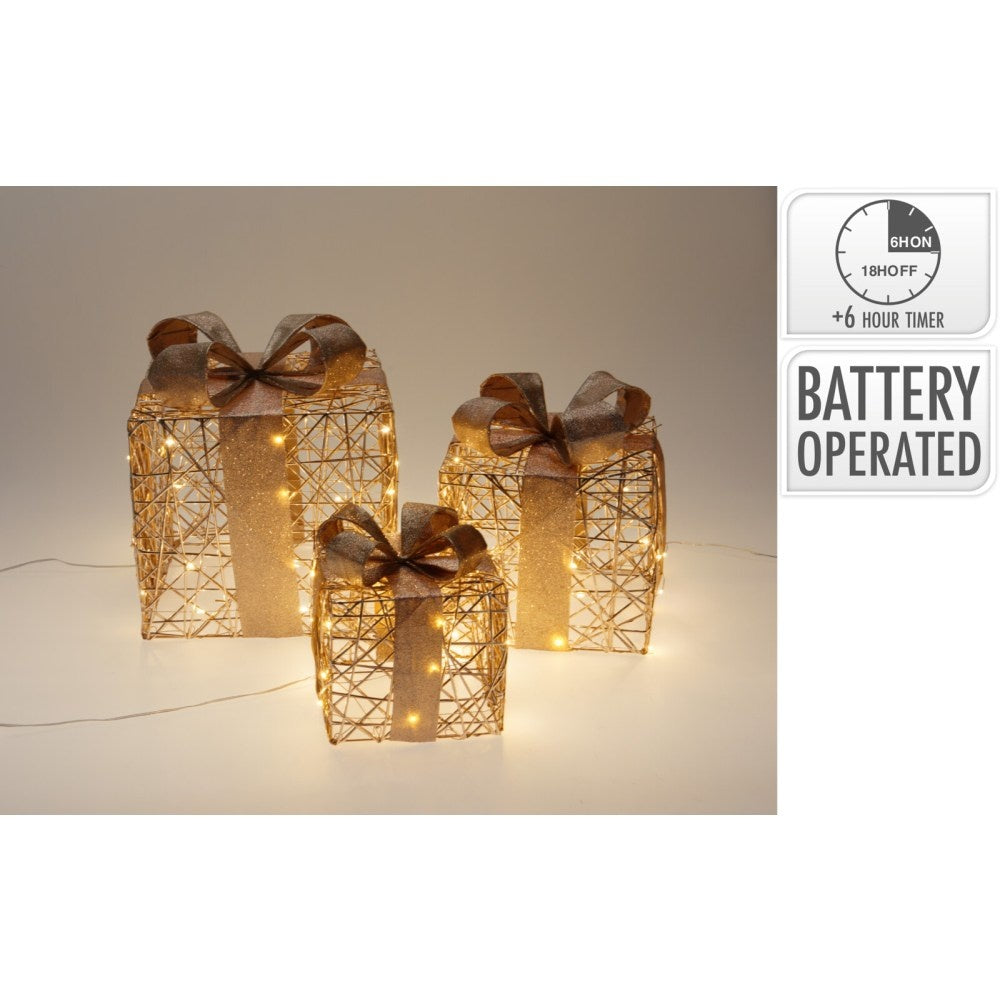 Cadeauset met verlichting | goud/warm wit