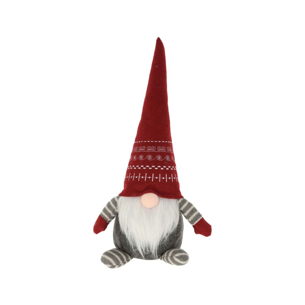 Kerst gnoom staand | rood/grijs | 49cm