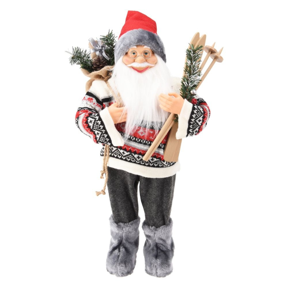 Kerstman in kersttrui met grijze broek | rood/grijs | 60cm