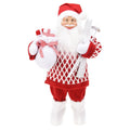 Kerstman pop met cadeau zak en ski's | rood/wit | 60cm