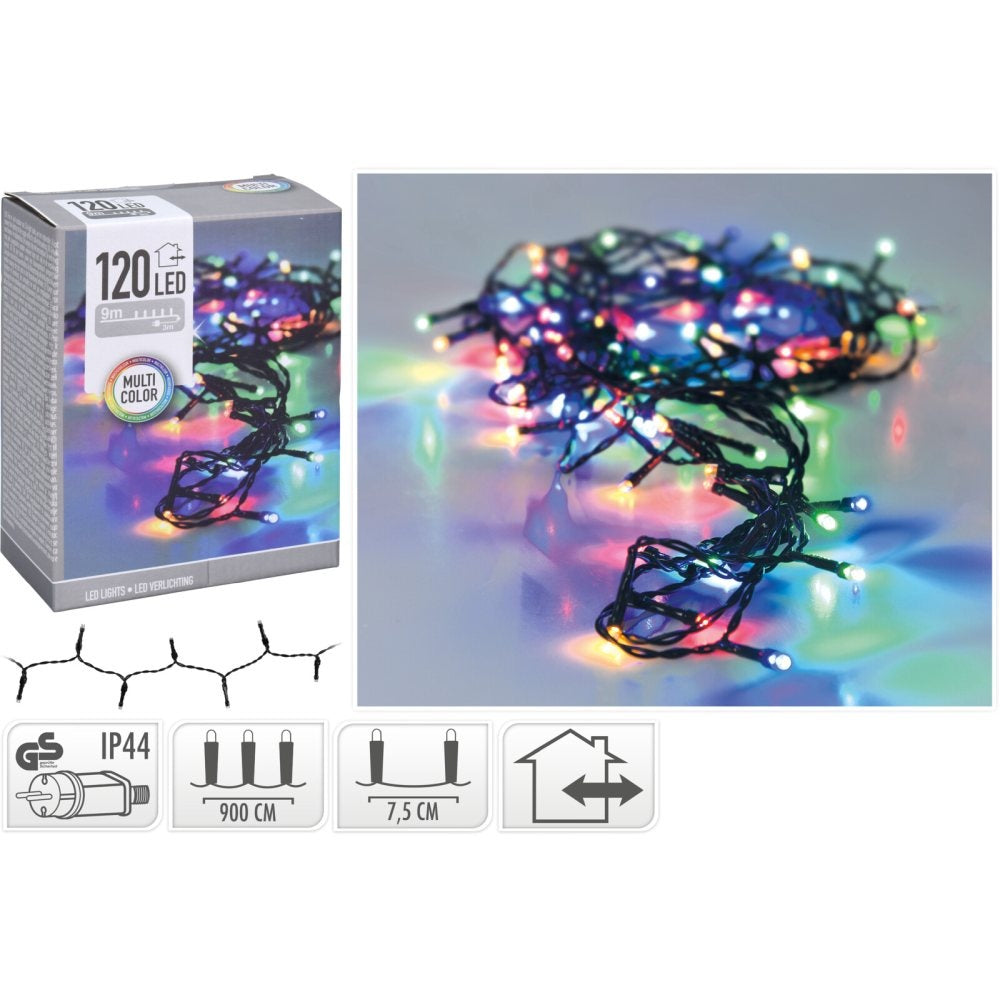 Kerstverlichting | 120 LED lampjes | multicolor | voor buiten | 9m