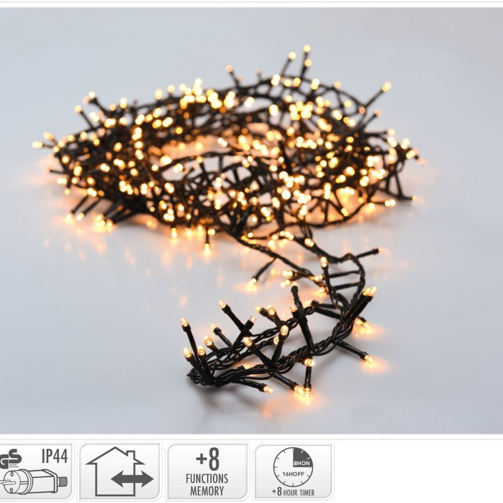 Kerstverlichting micro cluster | 400 LED lampjes | met timerfunctie | extra warm wit | 8m