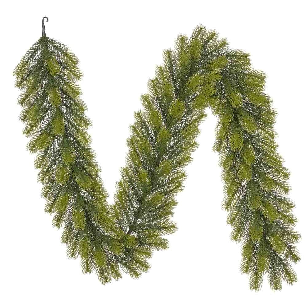 Nigata twee kerstguirlandes + krans 180xø60cm | groen