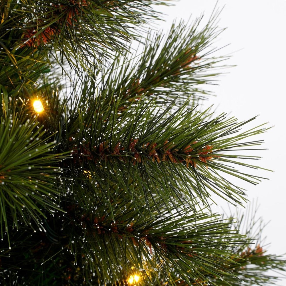 Glendon Potted kunstkerstboom 90xø51cm | groen met bevroren details & 30 LED lampjes