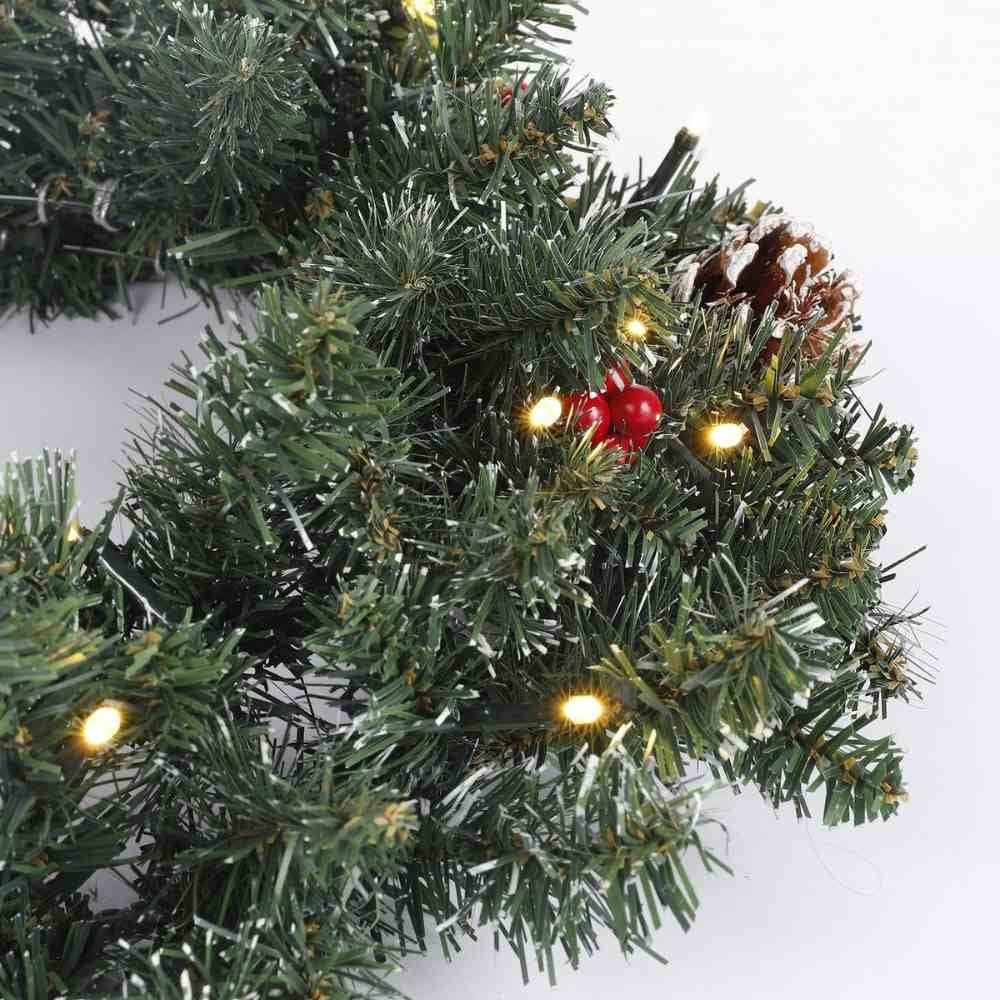 Creston twee kerstboompjes + krans 90xø45cm | groen met 85 LED lampjes  | set van 3 | voordeur versiering
