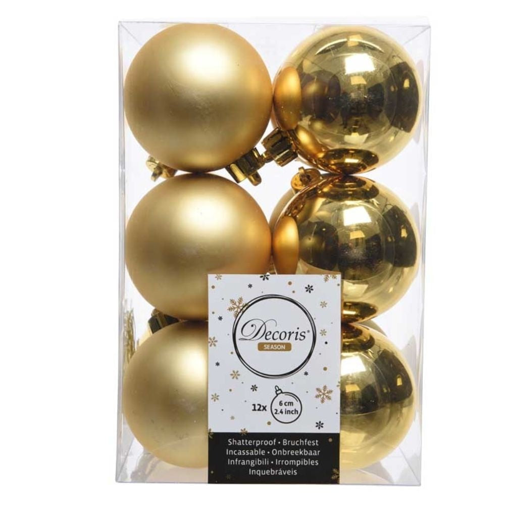 Kerstballen set 12-delig | licht goud | kunststof/onbreekbaar | 6cm
