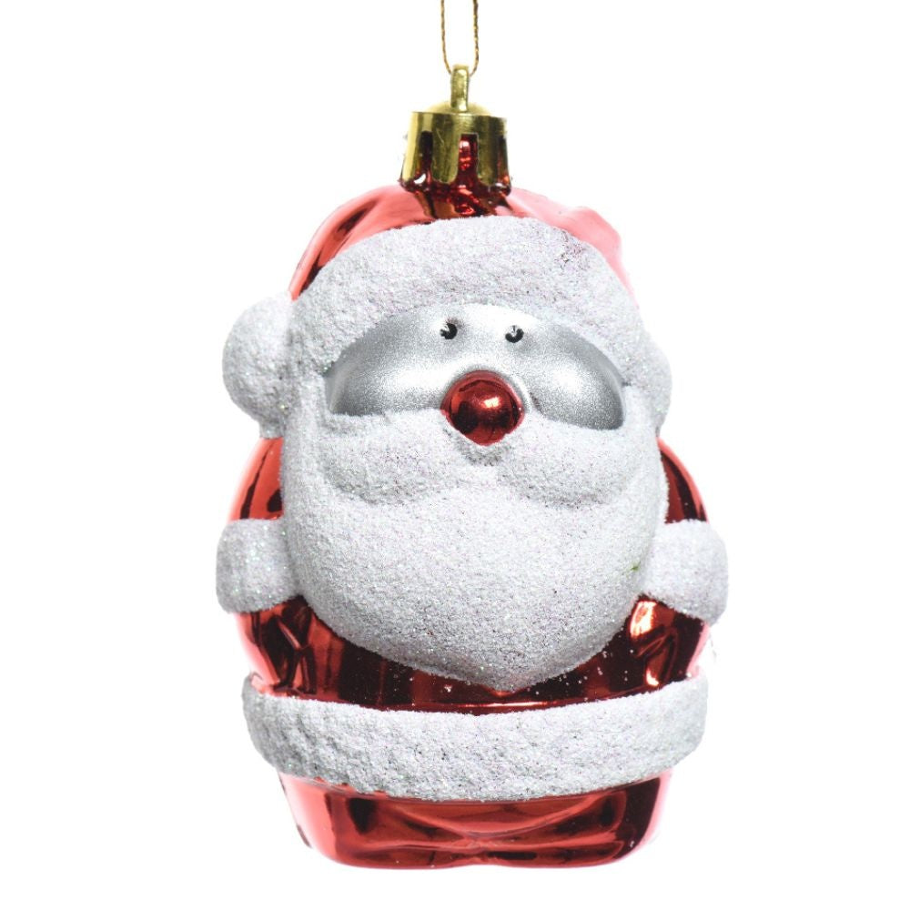 Kersthanger kerstman | onbreekbaar | rood/wit | set van 2 | 8cm