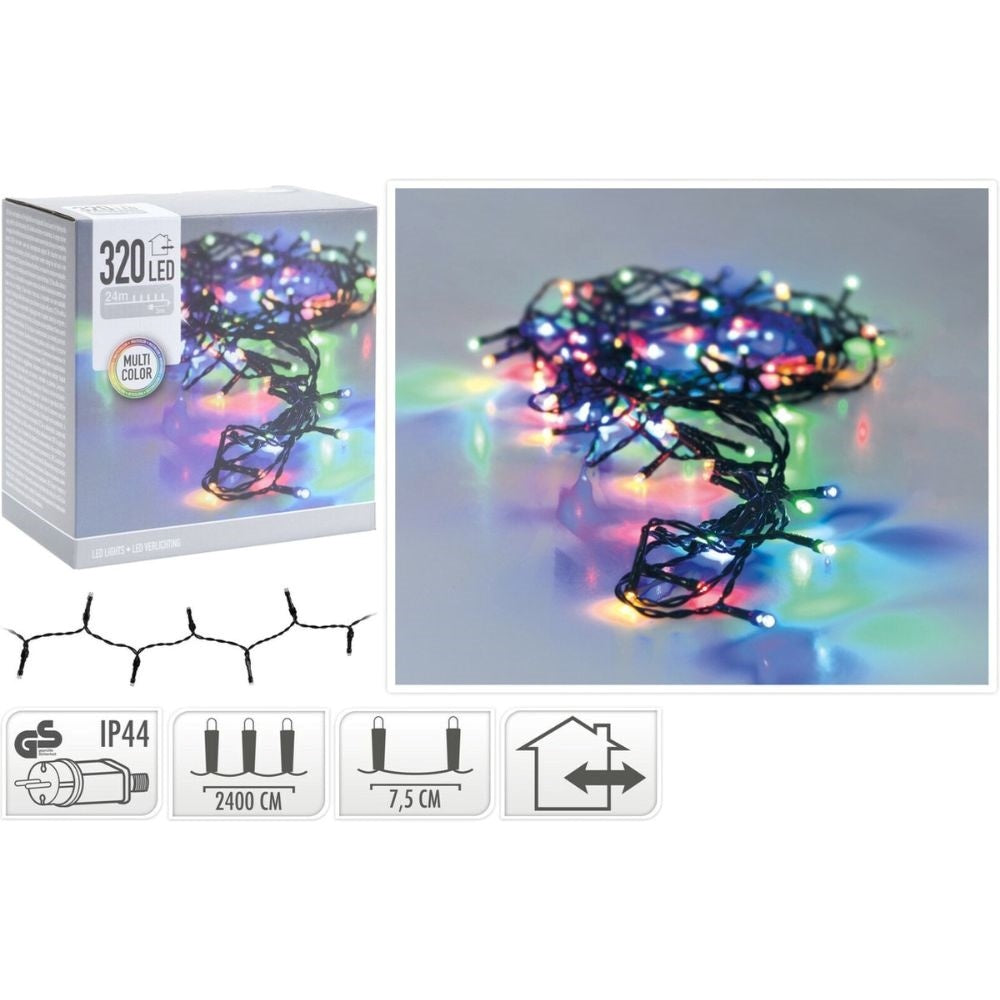 Kerstverlichting | 320 LED lampjes | multicolor | 24 meter