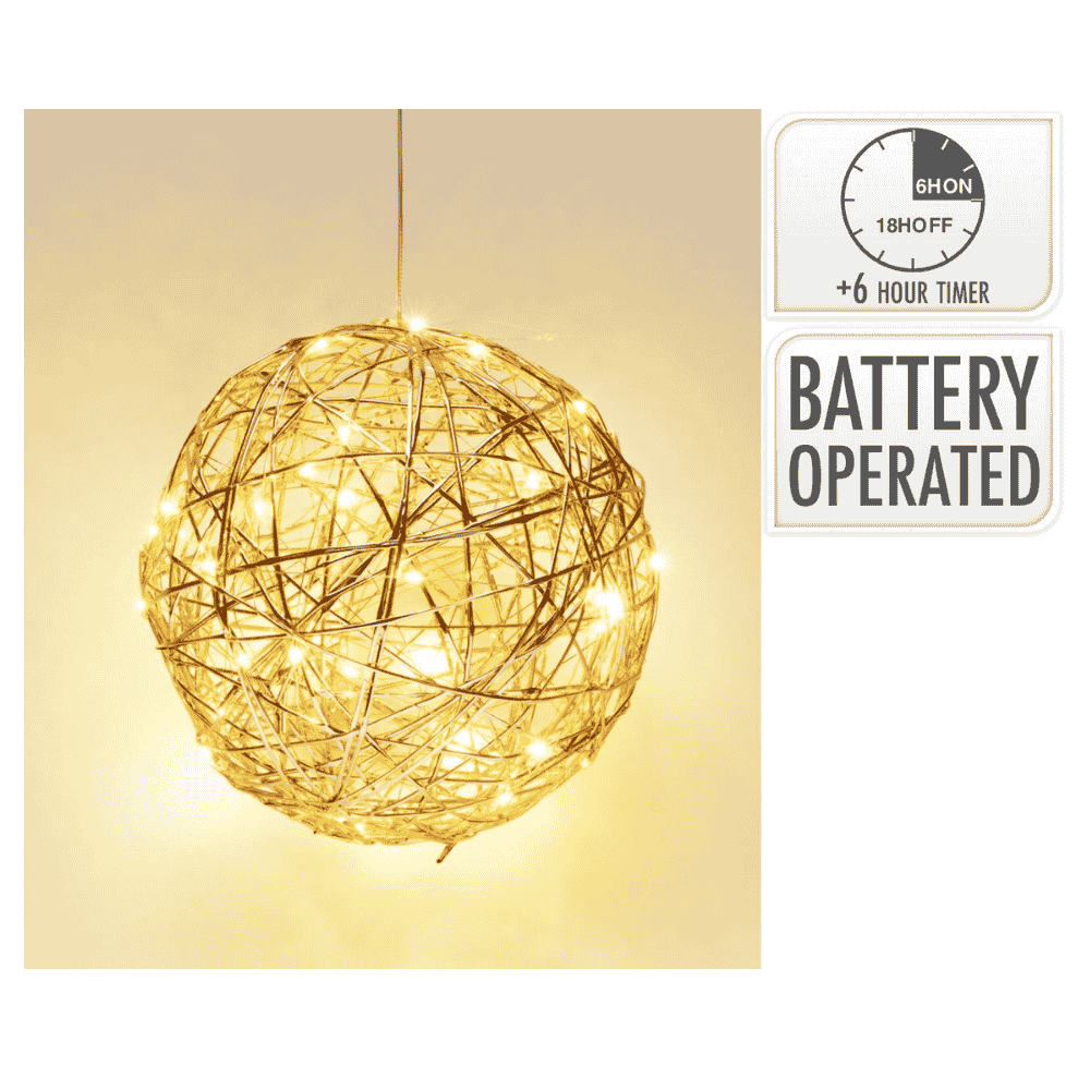 Bal met verlichting | goud/warm wit | 25cm