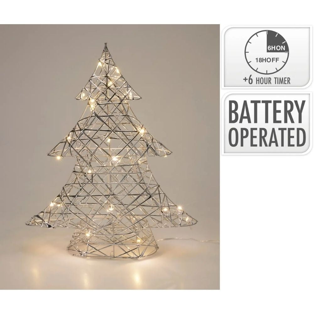 Kerstboom met verlichting | zilver/warm wit | 30cm