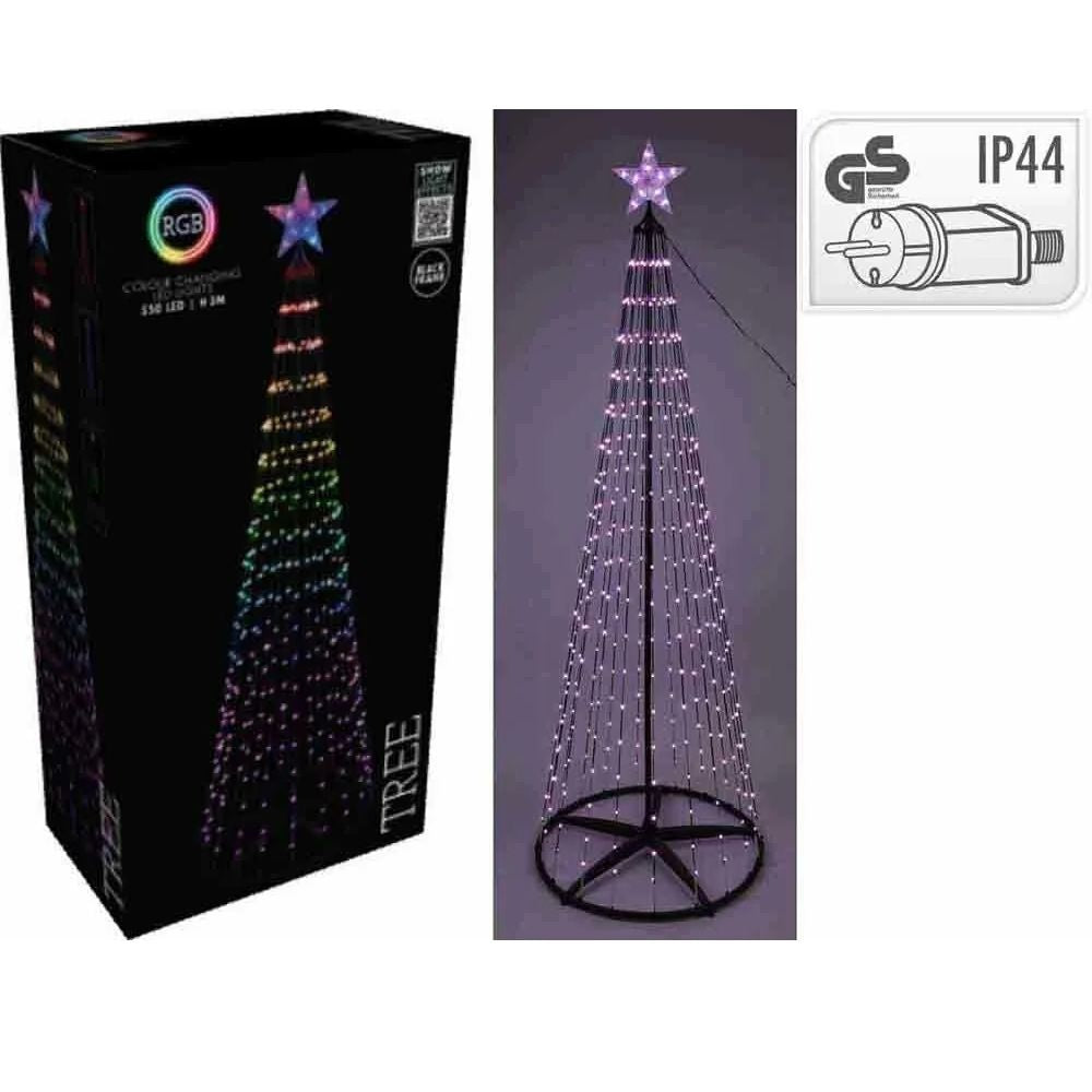 Spiraalboom | 550 LED lampjes | zwart/multicolor | 300cm
