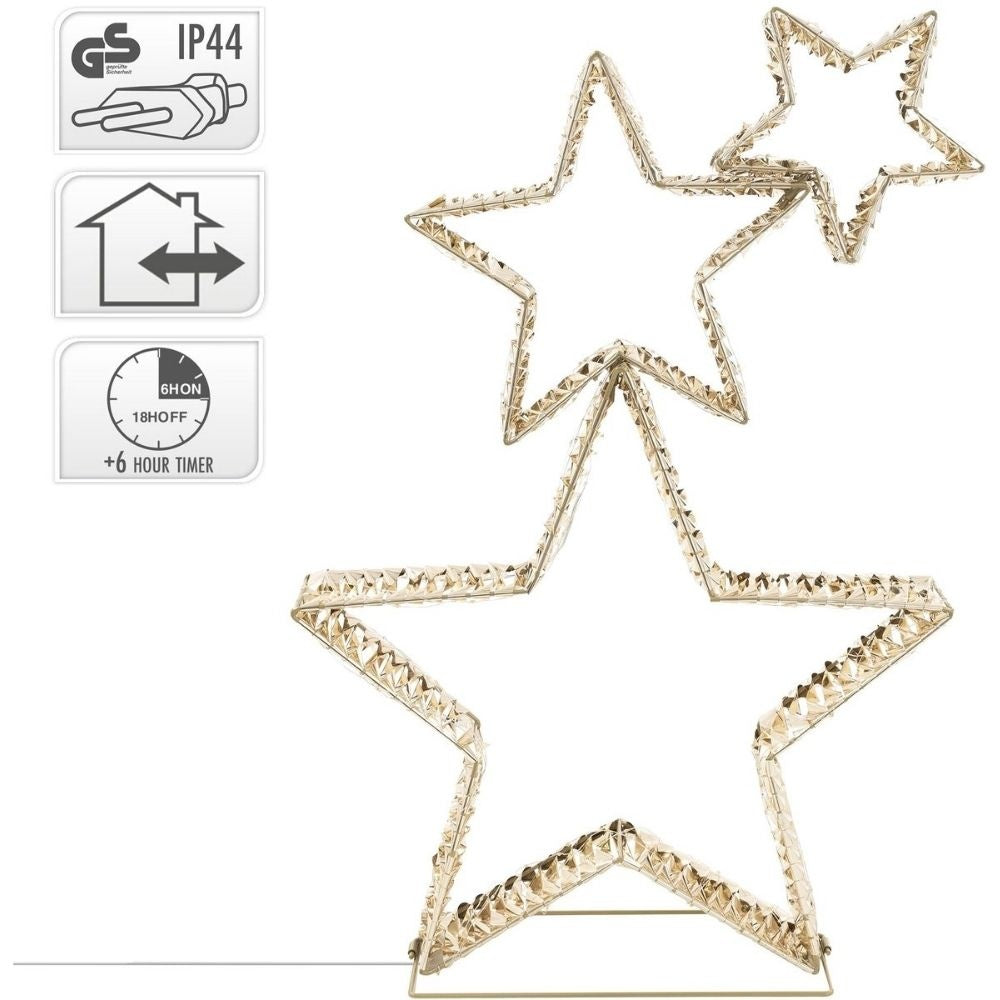 Kerstster met verlichting | metaal | goud | 80cm