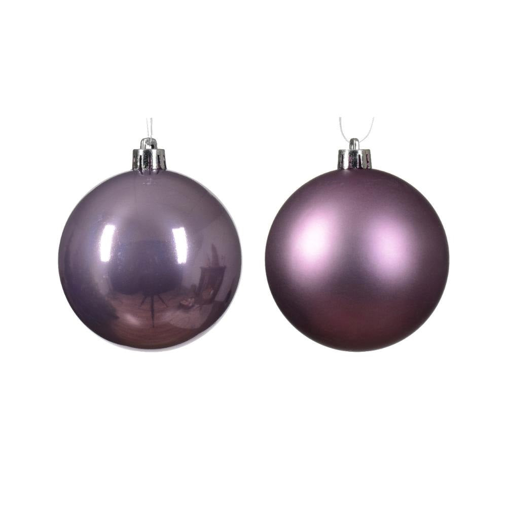 Kerstballen set 6-delig | kristal lila | kunststof/onbreekbaar | 8cm