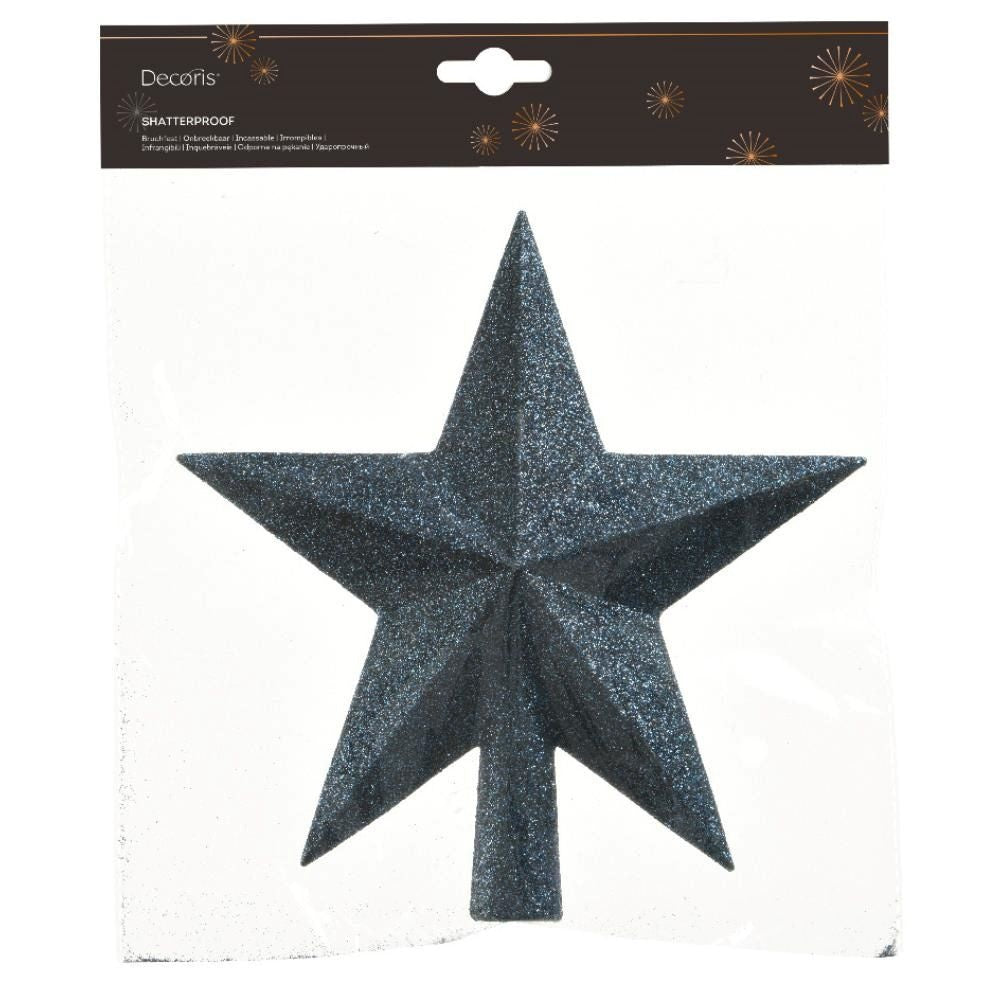 Kerstboom piek van glas | nachtblauw | 19cm