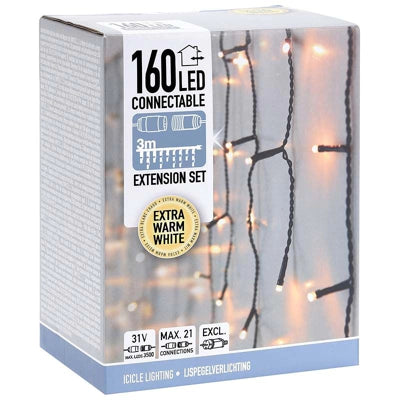 IJspegelverlichting koppelbaar | 160 LED lampjes | extra warm wit | 3 meter