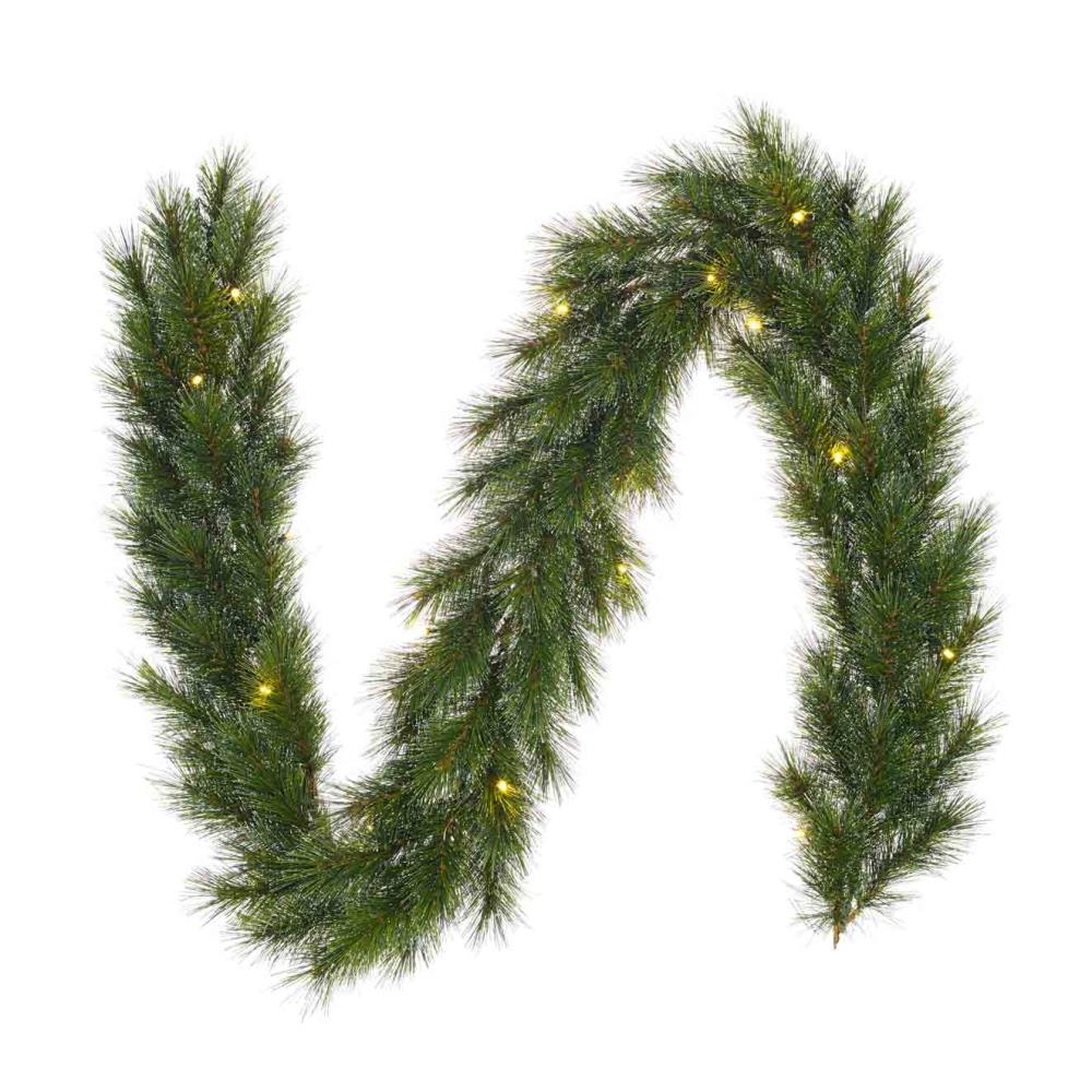 Glendon kerstguirlande | groen met bevroren details & LED lampjes | 180cm