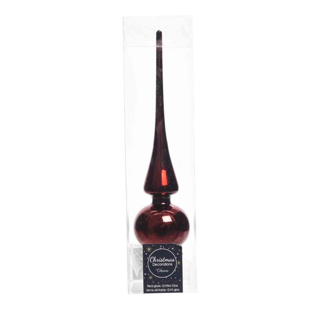 Kerstboom piek van glas | donkerrood | 26cm
