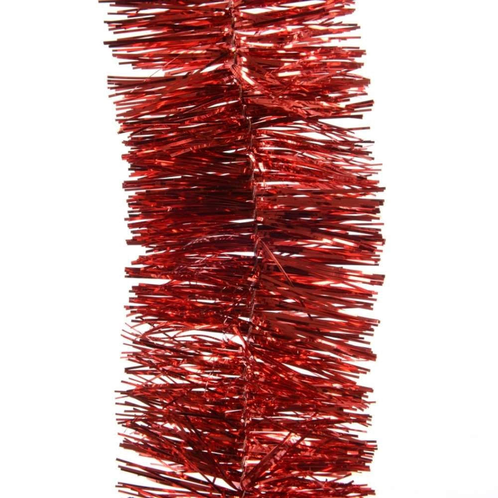 Kerstslinger lametta | glanzend kerstrood | 270cm
