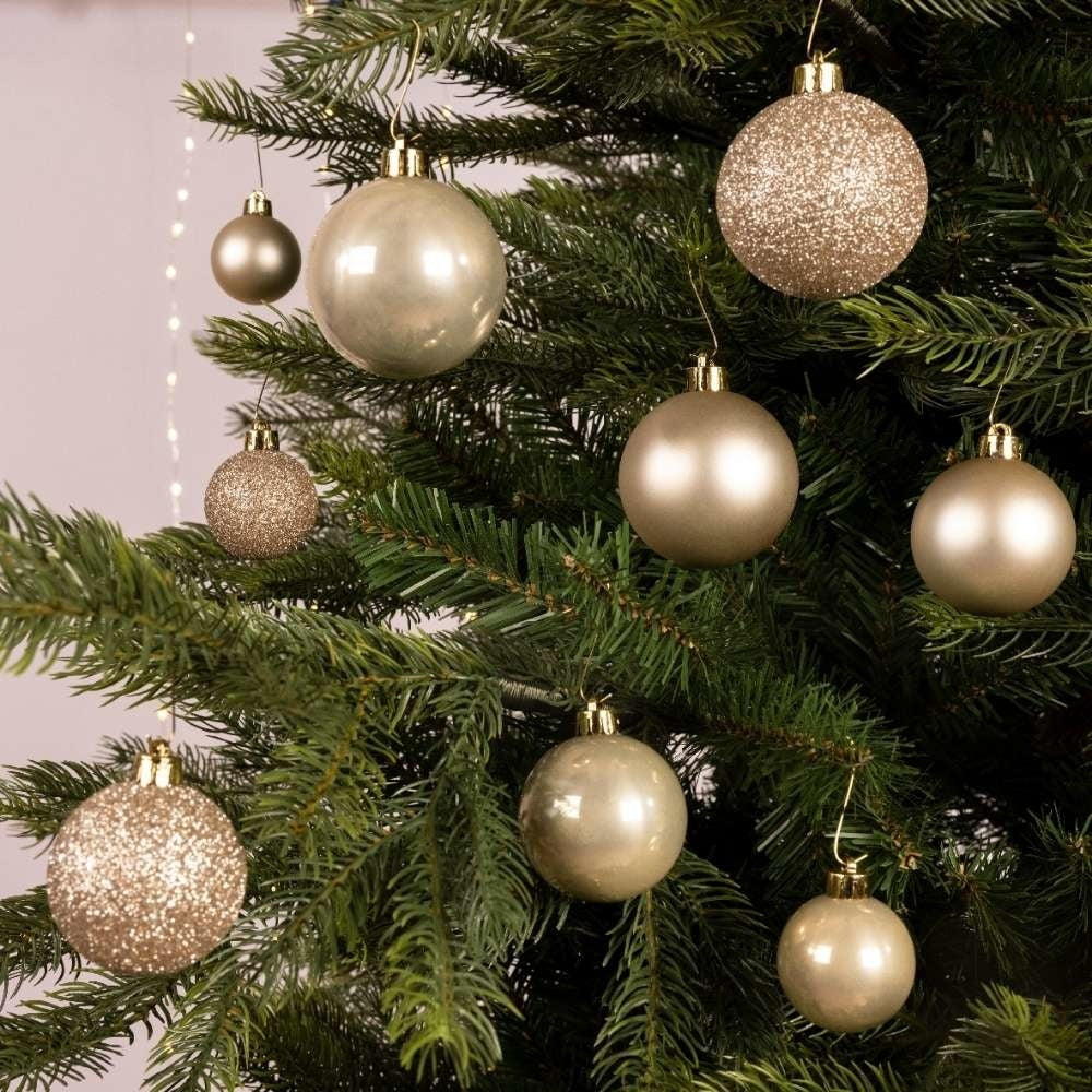 Kerstballen set 30-delig | kunststof/onbreekbaar | lichtbruin | diverse maten