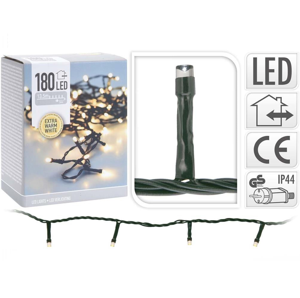 Kerstverlichting | 180 LED lampjes | extra warm wit | 13,5 meter